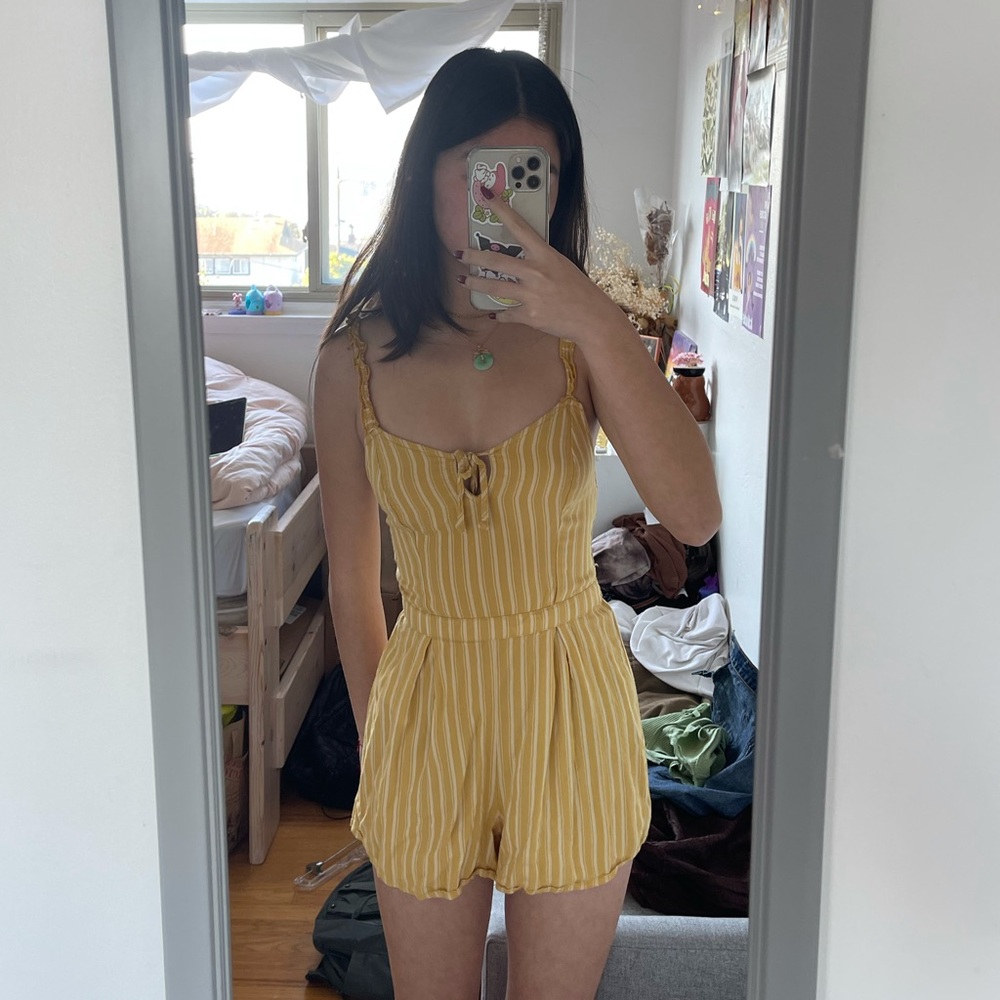 yellow striped romper